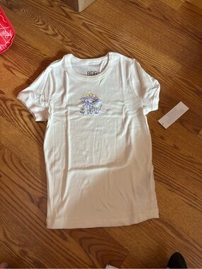BDG White Short-Sleeve Tee with Sunflower Lamb Graphic